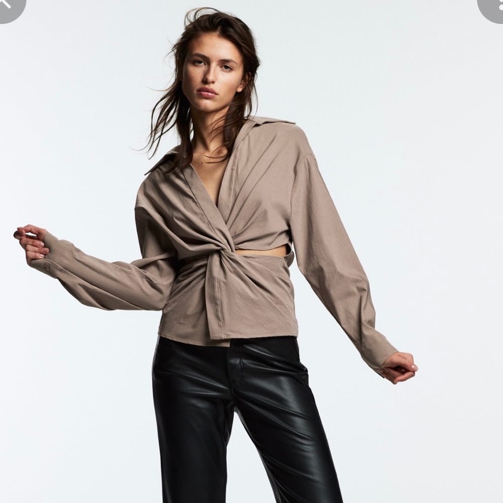 Zara brown beige tan cut out shirt NWT never worn XL